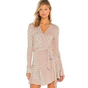 NWT Free People Rhetta Wrap Dress in Light Combo